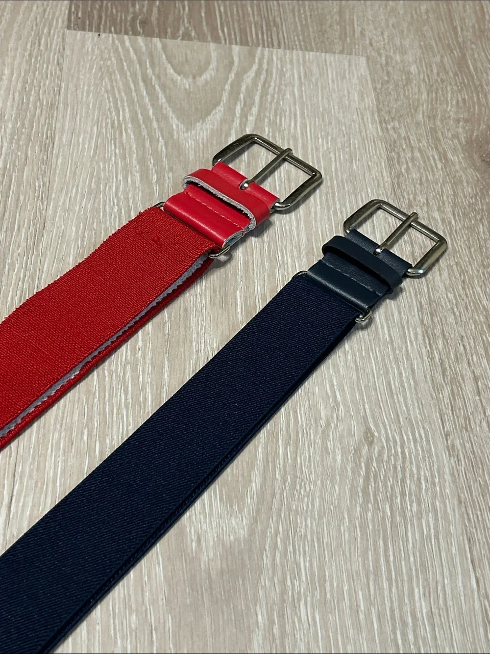 Academy Adjustable Red and Navy Webbing Baseball Belts - Set of 2
